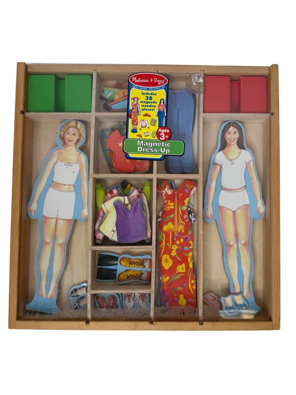 Vintage Melissa & Doug Wooden Magnetic Dress-Up Set - 38 pieces
